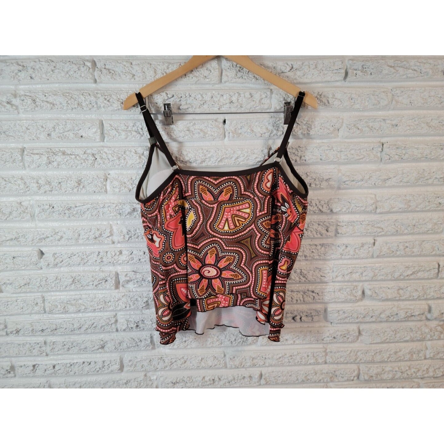 Avenue Womens Swimsuit 20 Tankini Two Piece Floral Layered Spaghetti Strap Bra