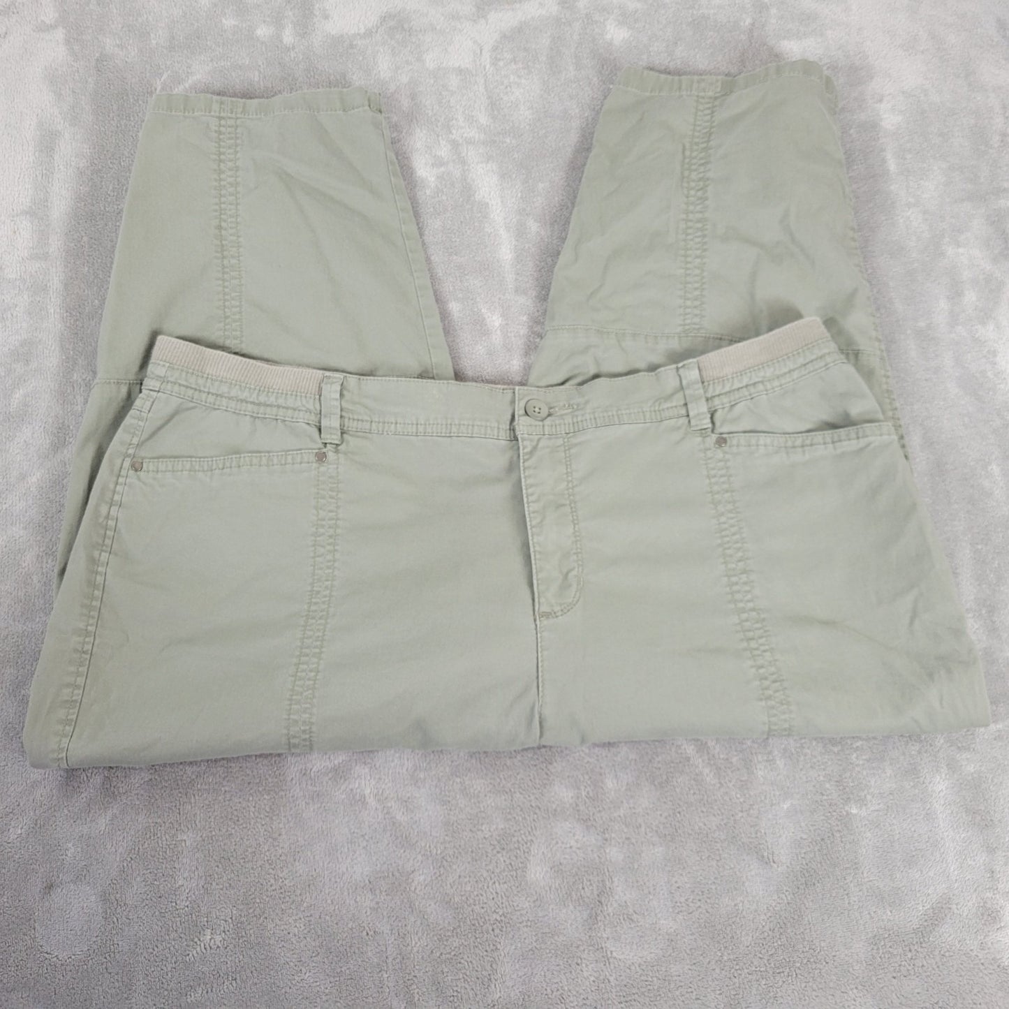 Croft Barrow Womens Pants 18 Plus Capri Green Lightweight Comfy Casual Zip Fly