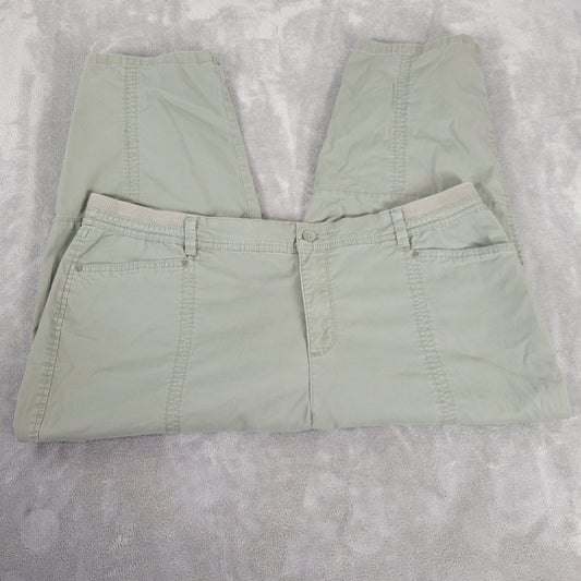 Croft Barrow Womens Pants 18 Plus Capri Green Lightweight Comfy Casual Zip Fly