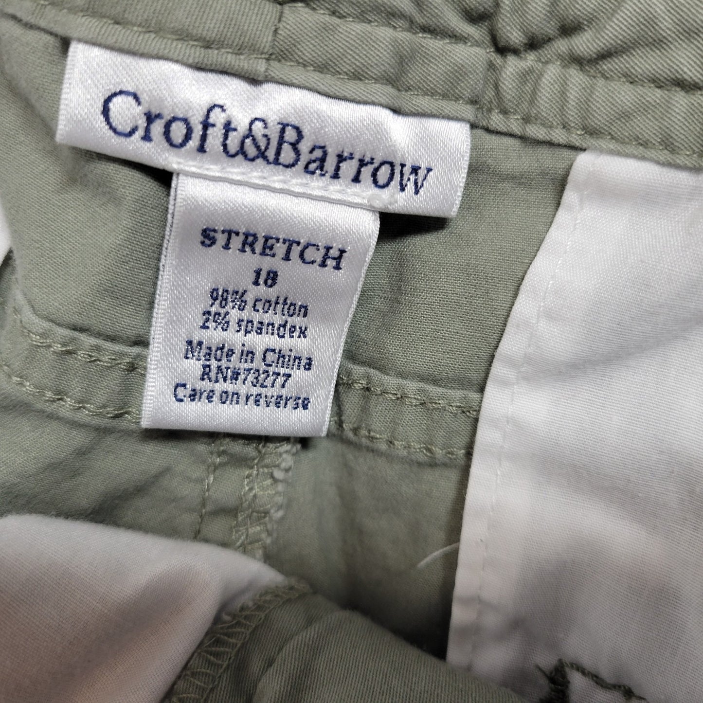 Croft Barrow Womens Pants 18 Plus Capri Green Lightweight Comfy Casual Zip Fly