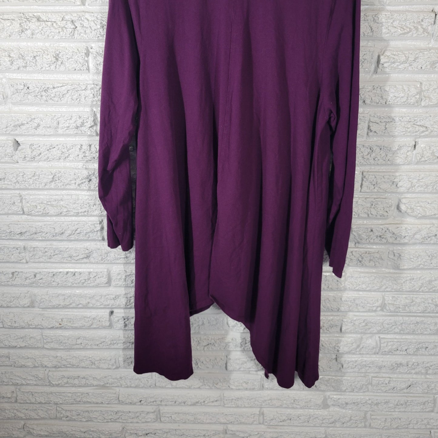 Roamans Womens Top 1X Plus Tunic Purple Cotton 3/4 Sleeve Asymmetric Comfy