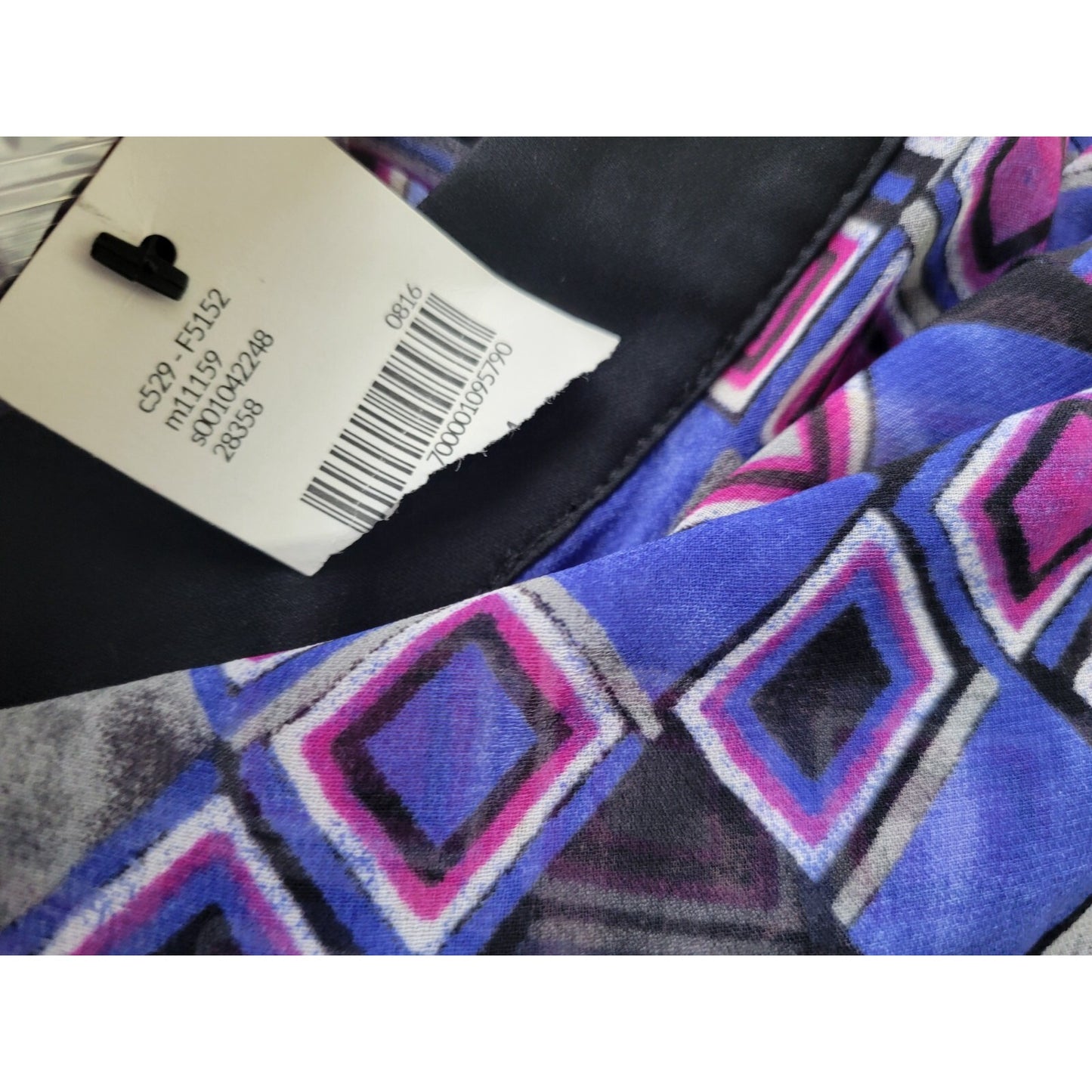 Lane Bryant Women's Plus Size 22/24 Purple Geometric V-Neck Sheer Blouse Top Shi