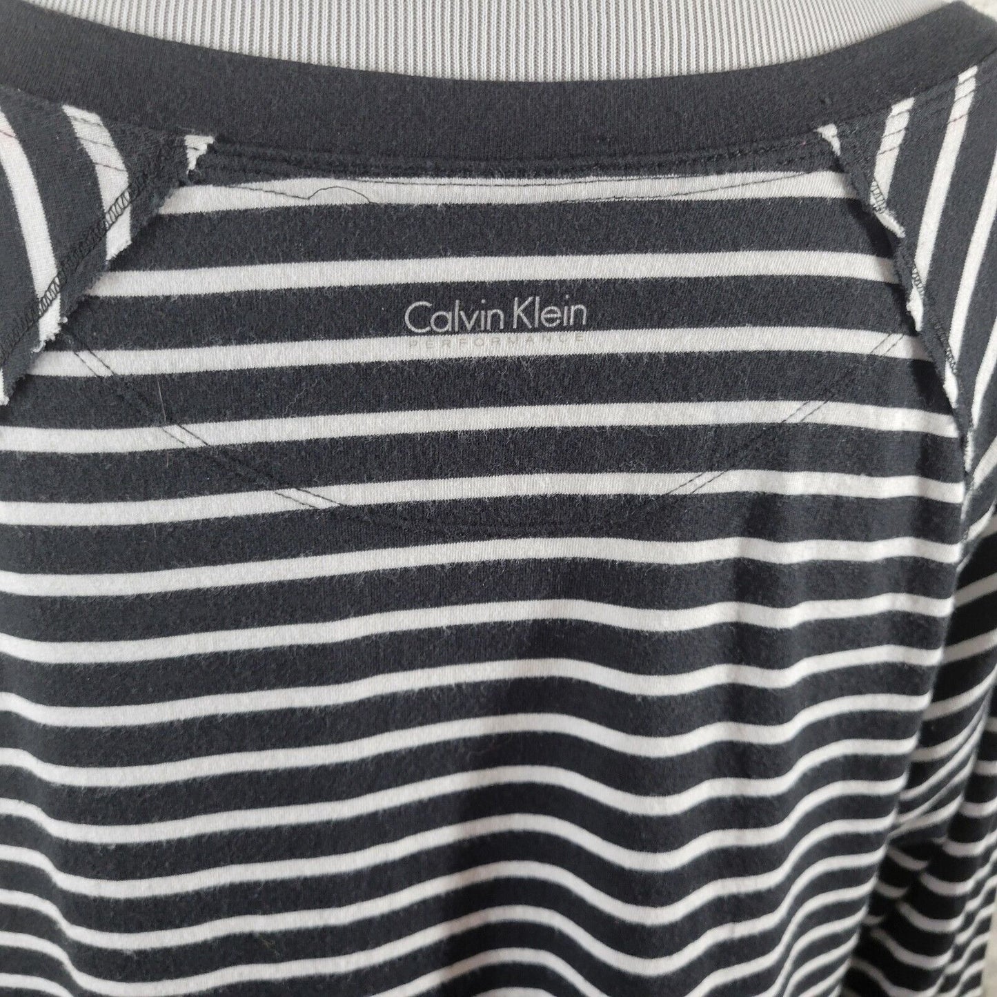 Calvin Klein Women Top 1X Tunic Performance Black Stripe Asymmetric Comfy Casual
