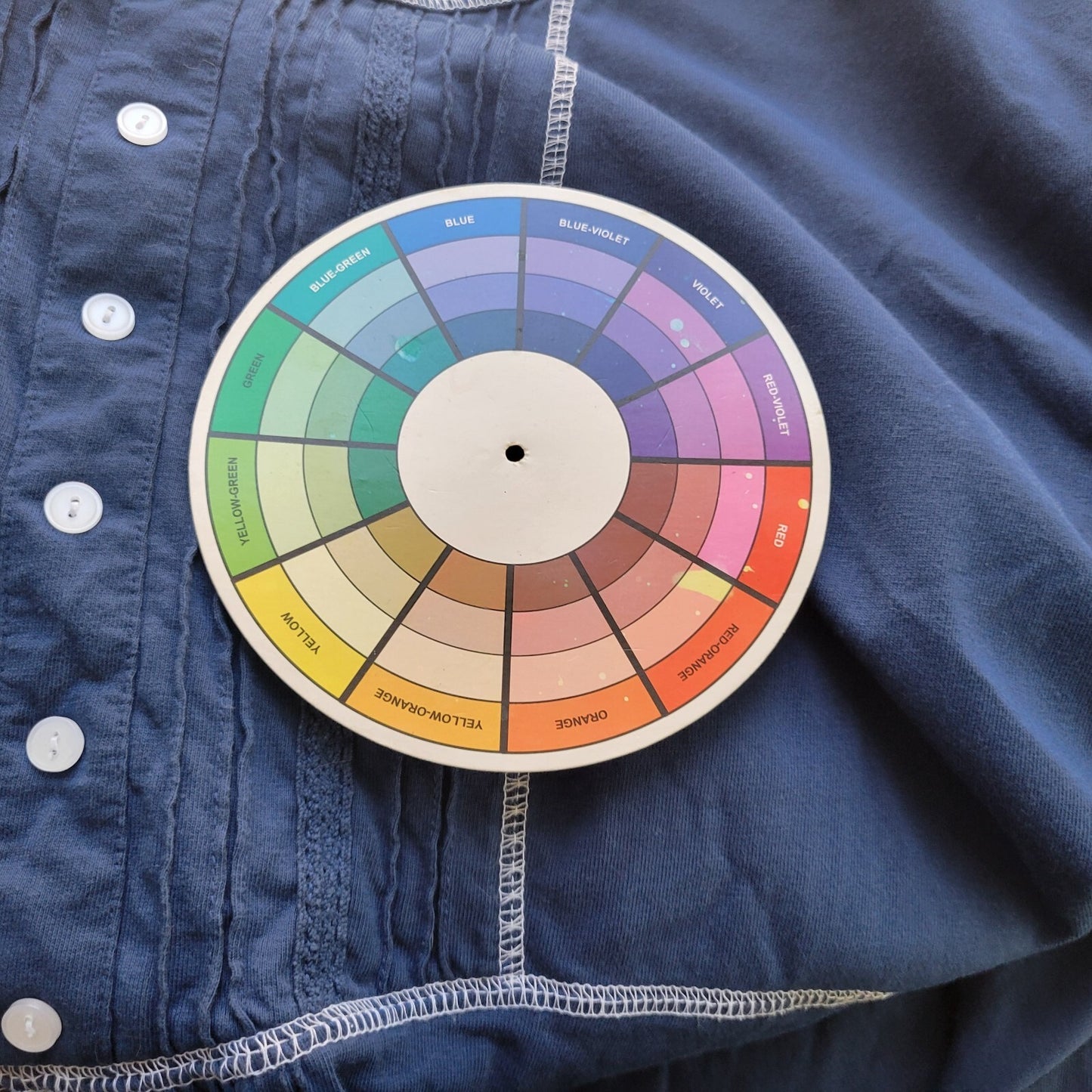 Main Street Blues Women Top 5X Plus Tunic 3/4 Sleeve Blue Pintuck Deco Buttons