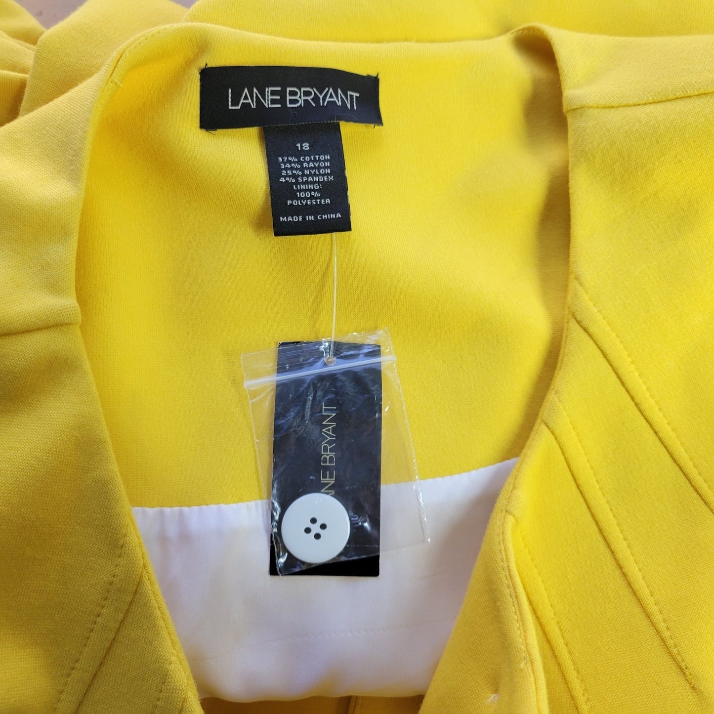 Lane Bryant Womens 18 Plus Blazer Jacket Sunny Yellow Cotton Blend Career Lined