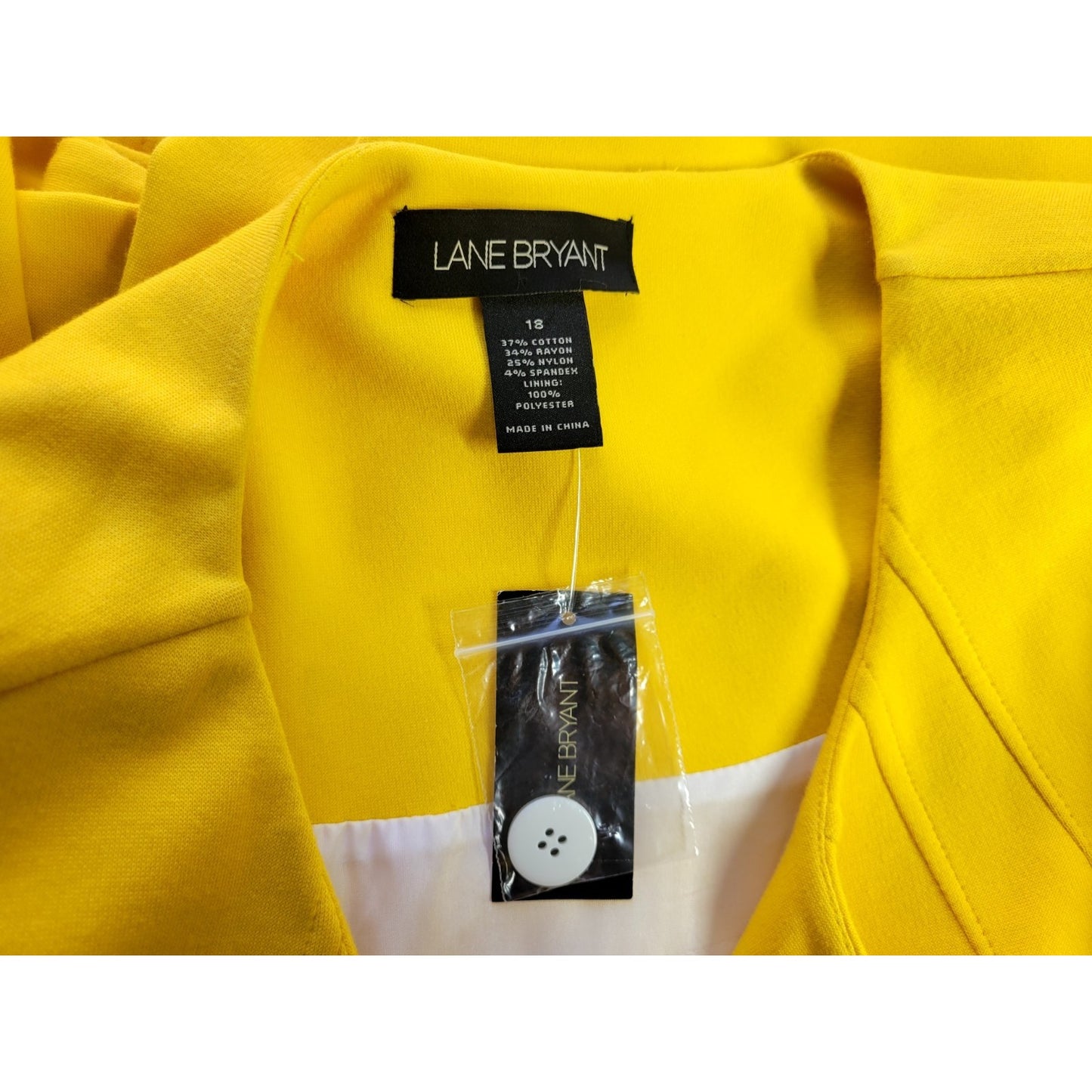 Lane Bryant Womens 18 Plus Blazer Jacket Sunny Yellow Cotton Blend Career Lined