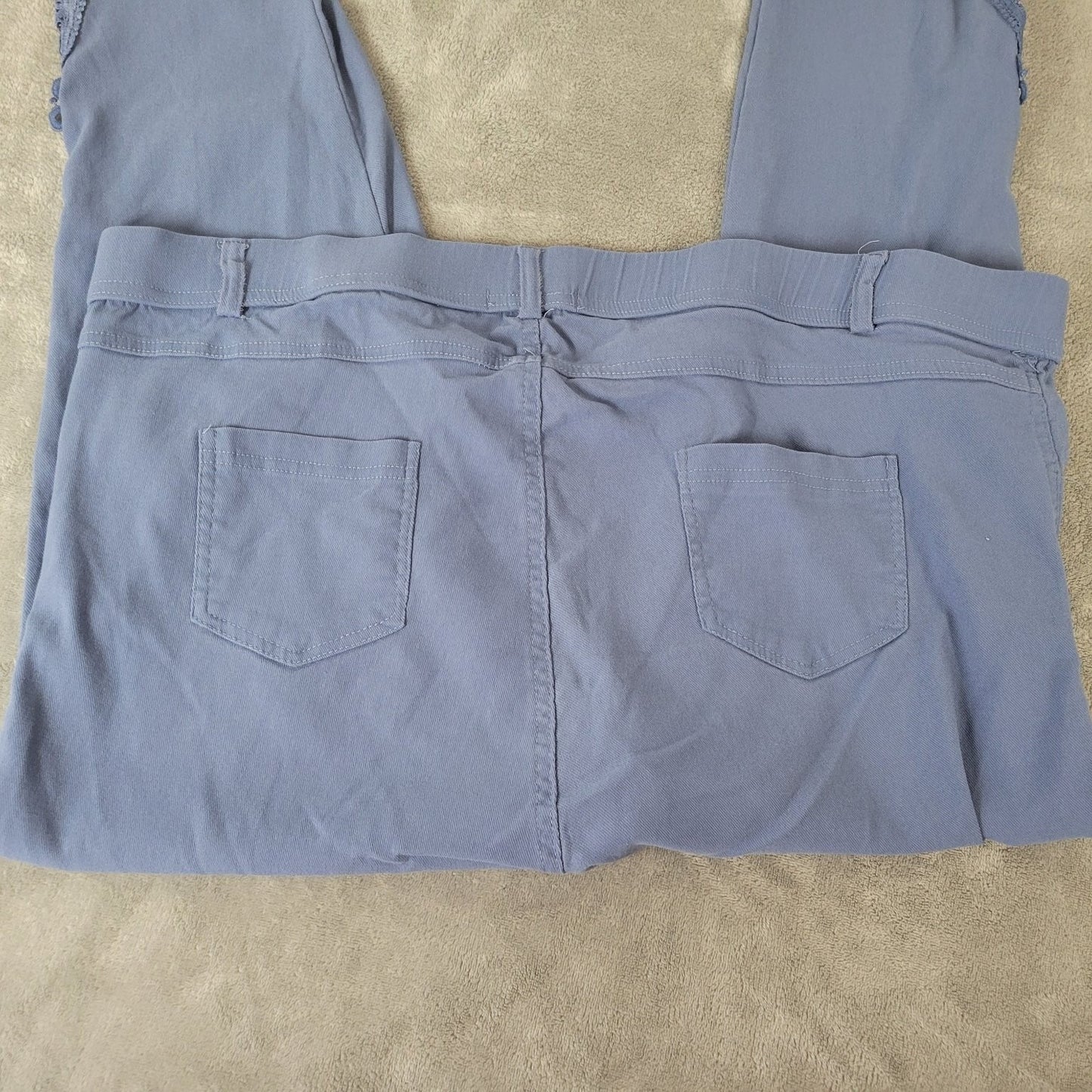 Amaryllis Womens Pants 3X Plus Pull On Light Blue Lace Hem Comfy Casual