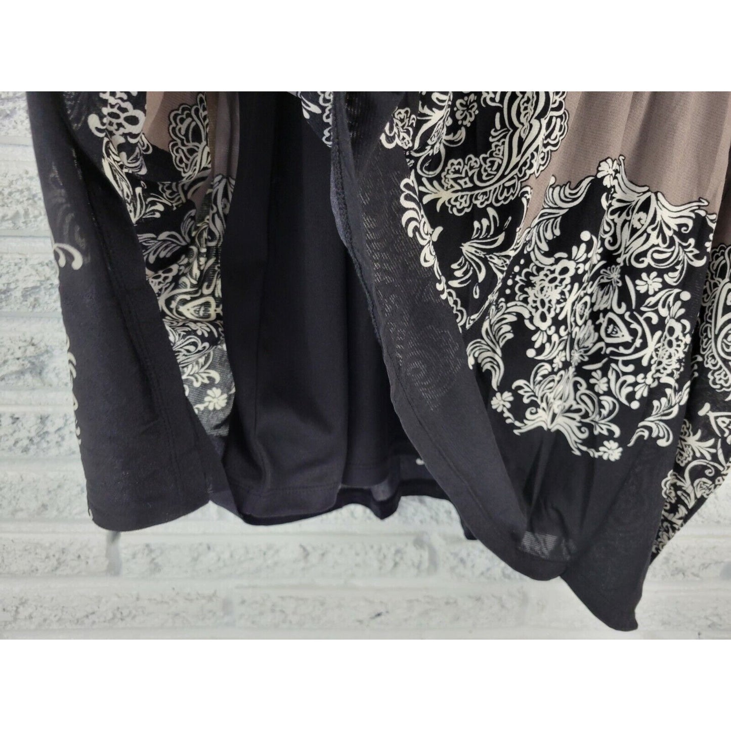 Style & Co Womens Top 2X Plus Tunic Angel Sleeves Red Floral Nylon Pullover