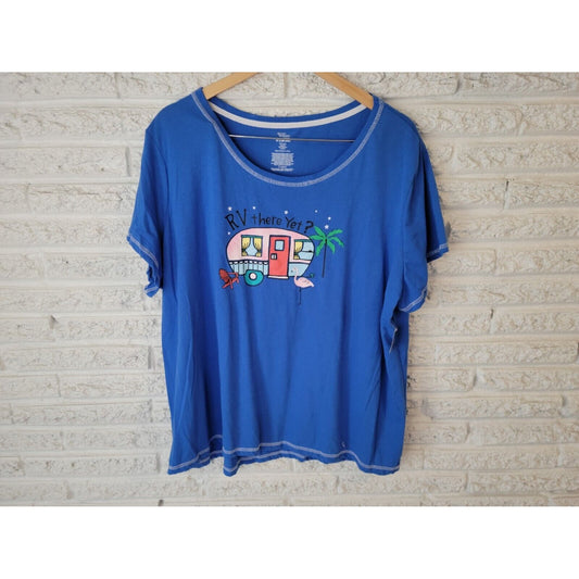 Secret Treasures Women Top 3X Plus Pajama RV Camper Blue Cotton Blend Lounge