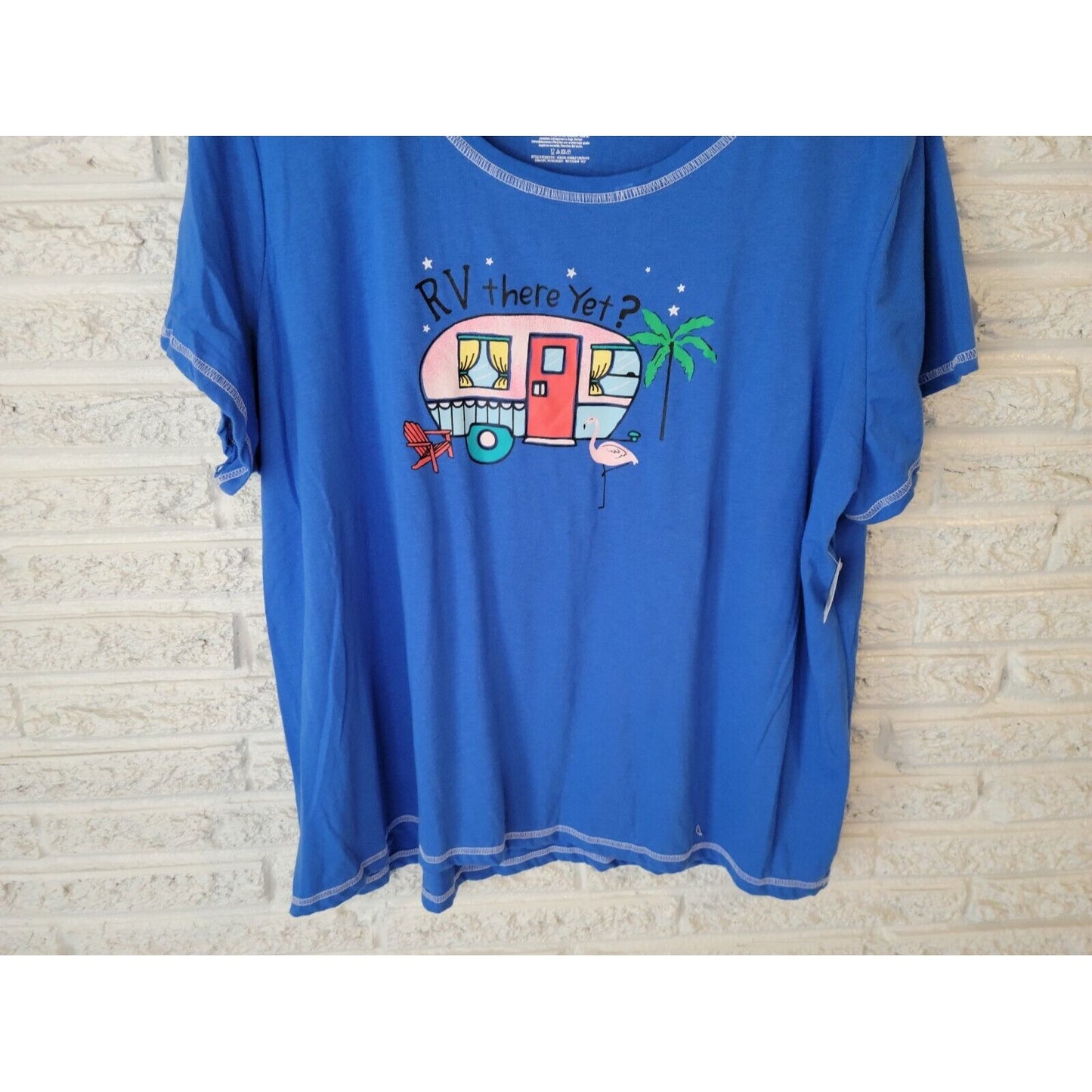 Secret Treasures Women Top 3X Plus Pajama RV Camper Blue Cotton Blend Lounge