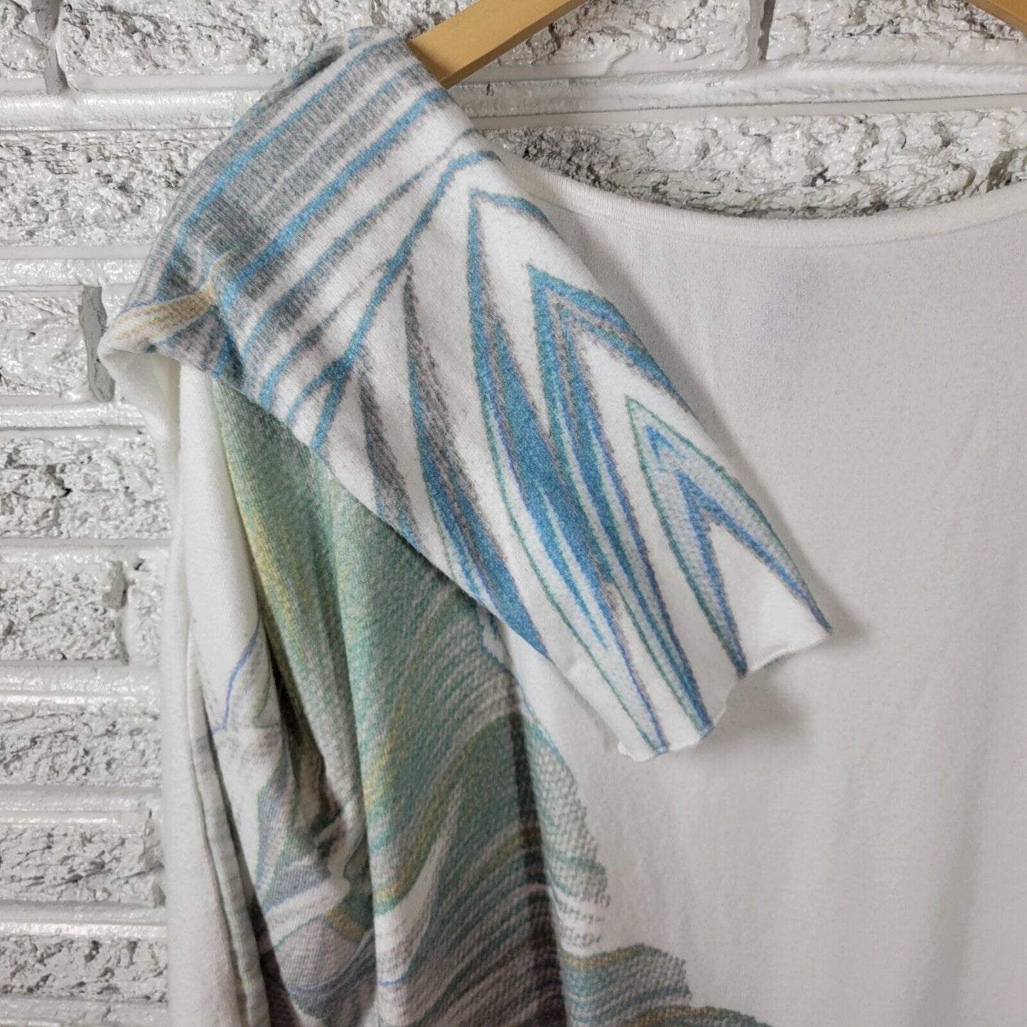 GO Couture Women Top Extra Large XL Oversized Long Sleeve Blue Green Floral Soft