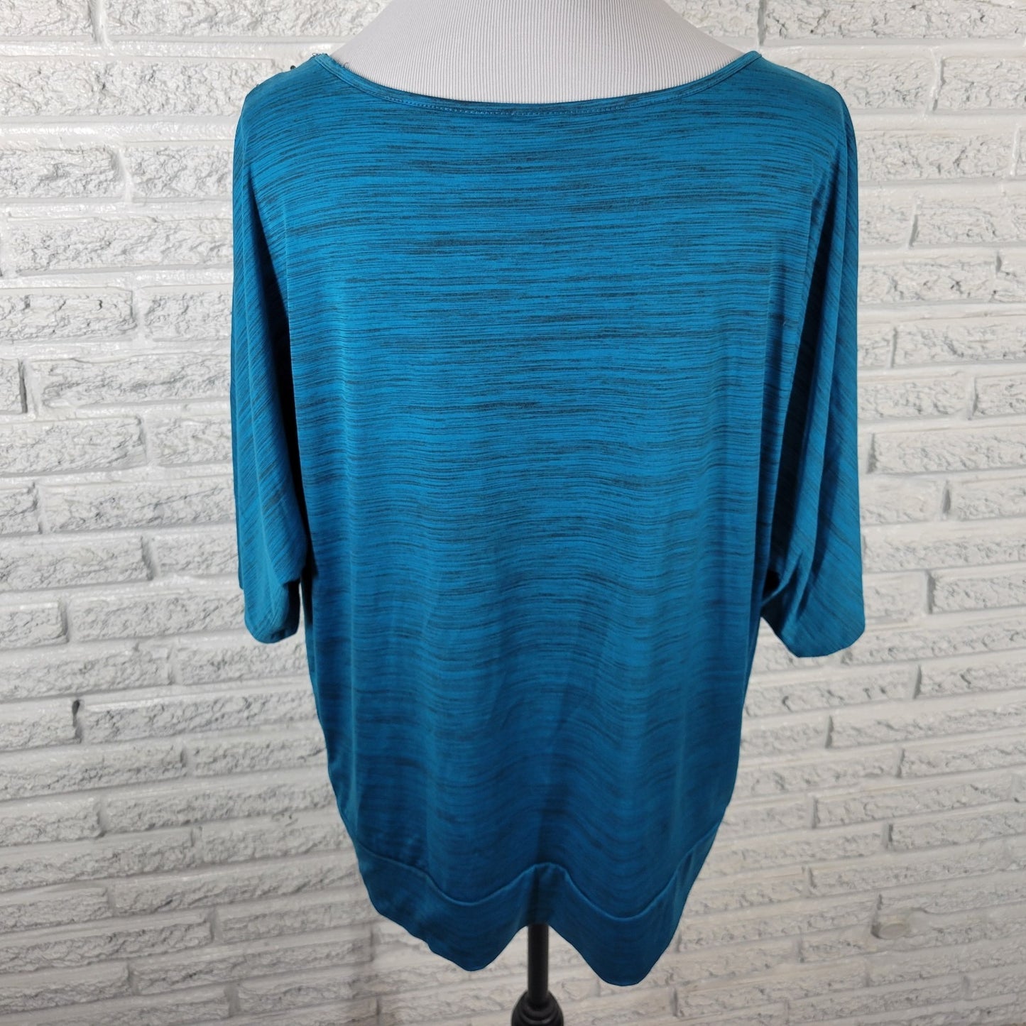 Sag Harbor Womens Top Extra Large Dolman Sleeve Blue Heather Beaded Comfy Casual