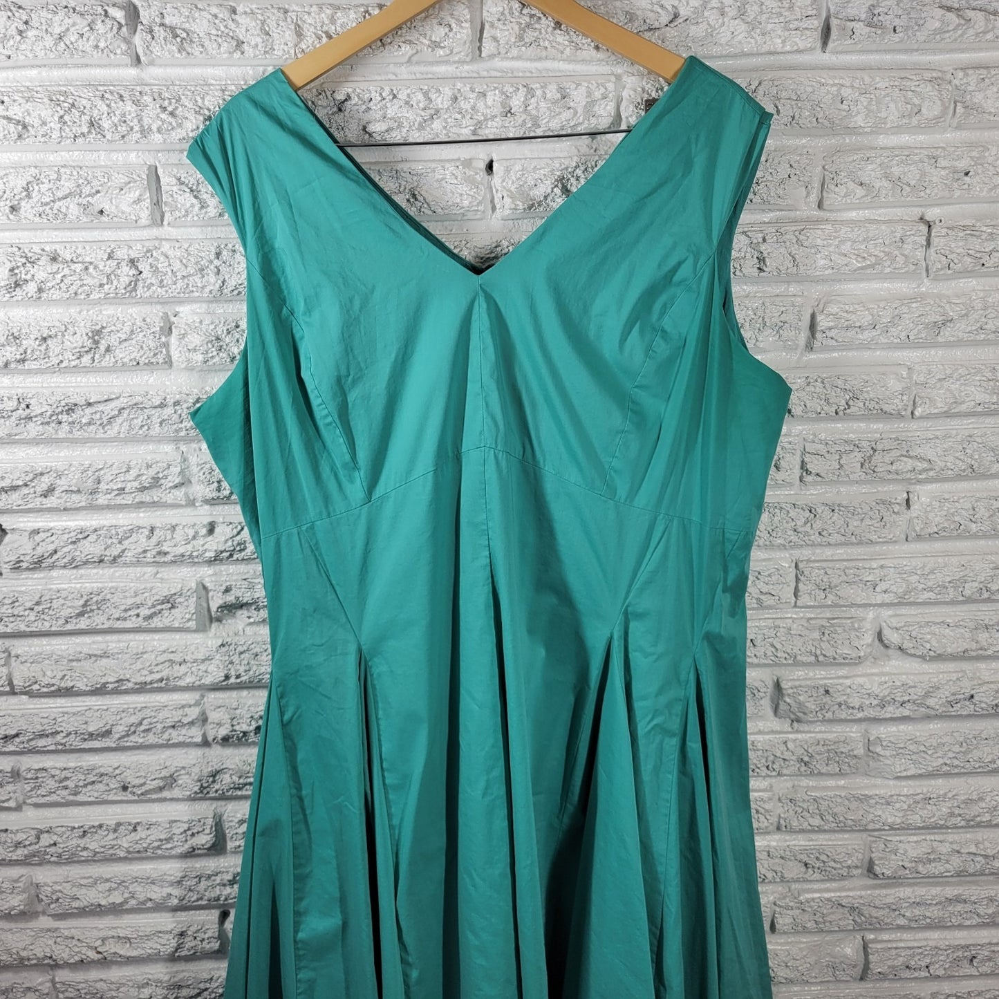 Jessica London Women Dress 18 Sleeveless Fit Flare Blue Pleated Zip Casual Lined