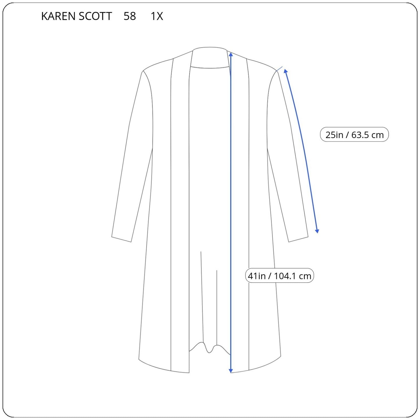 Karen Kane Womens Top 1X Plus Cardigan Open Blue Green Knit Poly Blend Office