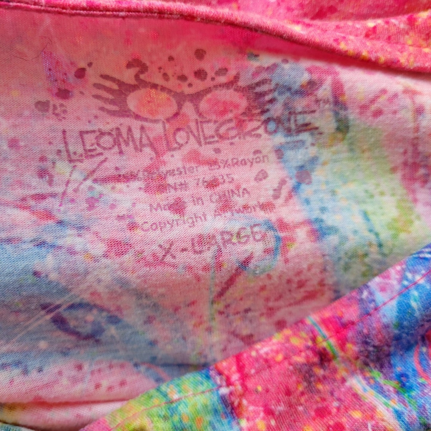 Leoma Lovegrove Womens Top XL Tee Dragonfly Pink Poly Blend Rhinestones Comfy