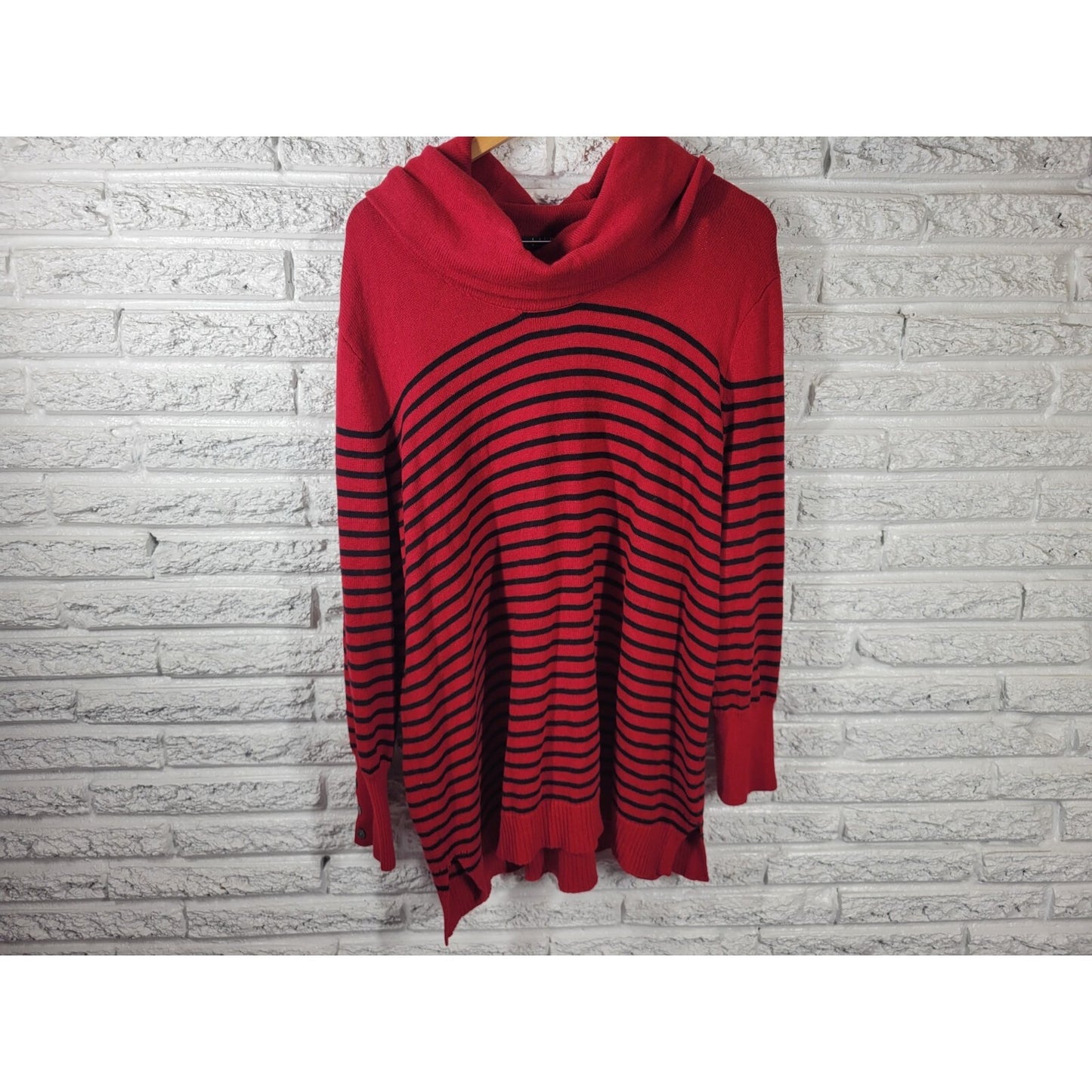 Lauren Ralph Lauren Womens Sweater 3X Plus Turtleneck Red Stripe Soft Casual