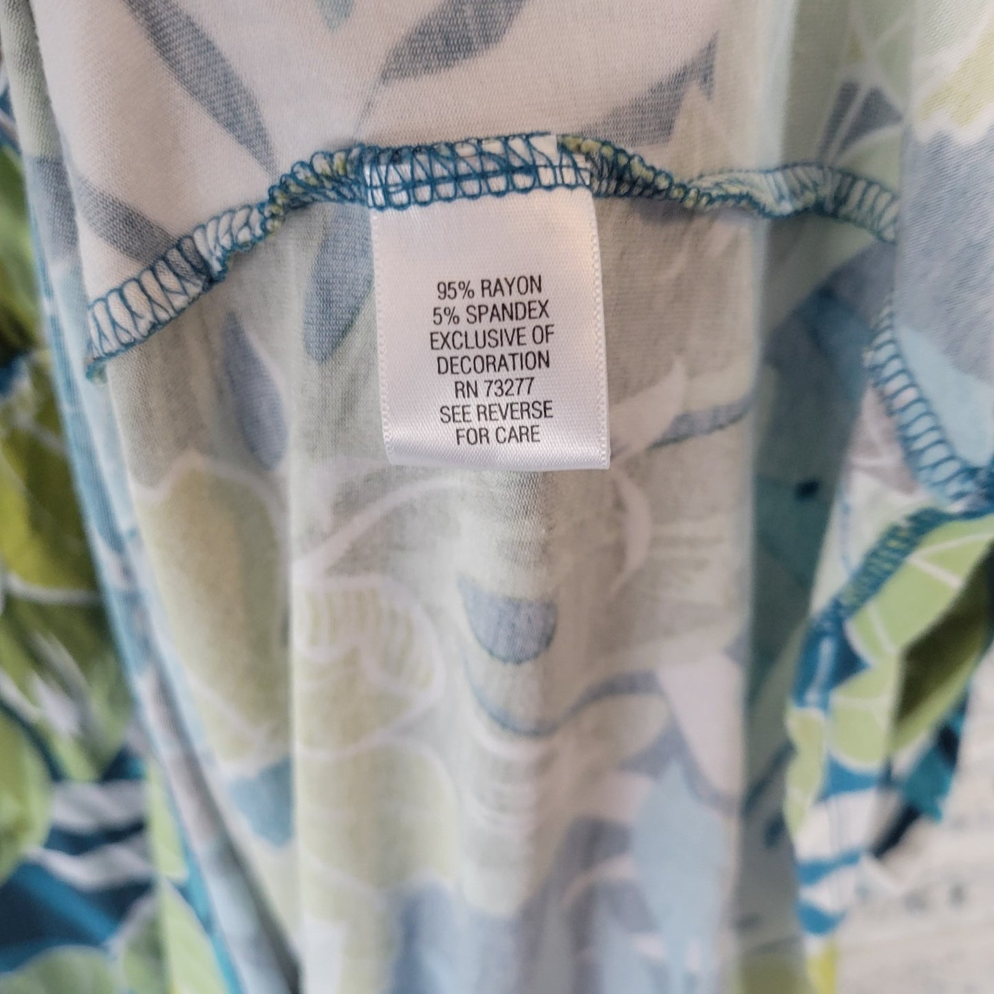 Croft Barrow Womens Dress PXL Mini Sheath Sleeveless Ties Blue Green Floral