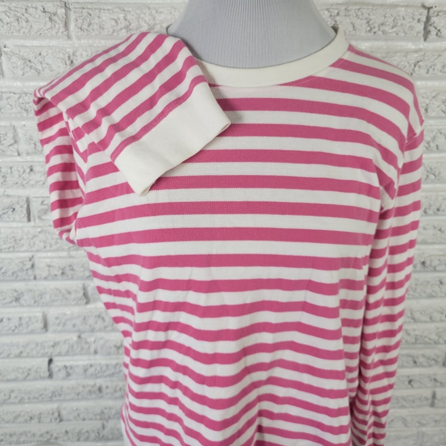 Liz & Co Womens Top Extra Large Long Sleeve Pink Stripe Knit Cotton Casual Comfy