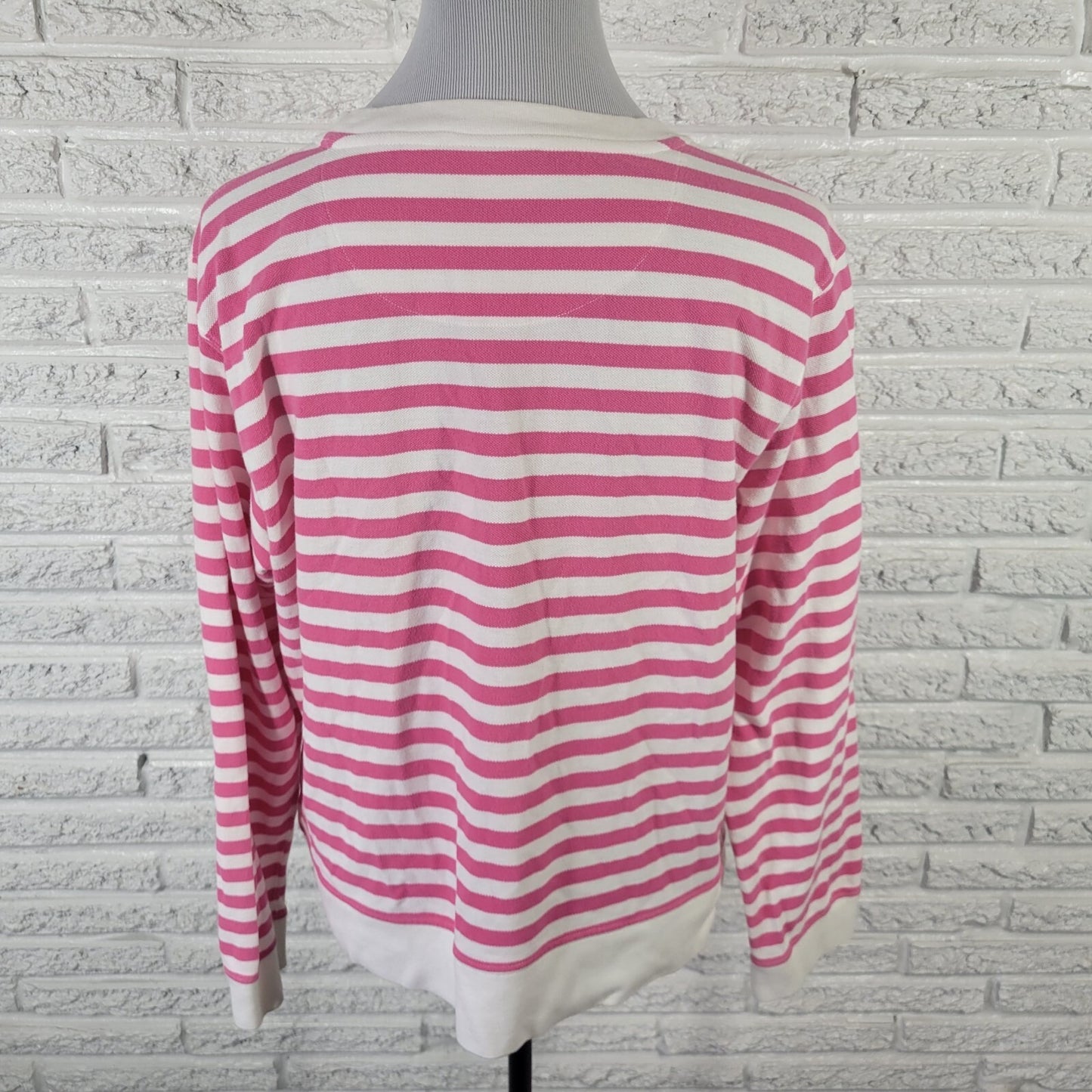 Liz & Co Womens Top Extra Large Long Sleeve Pink Stripe Knit Cotton Casual Comfy