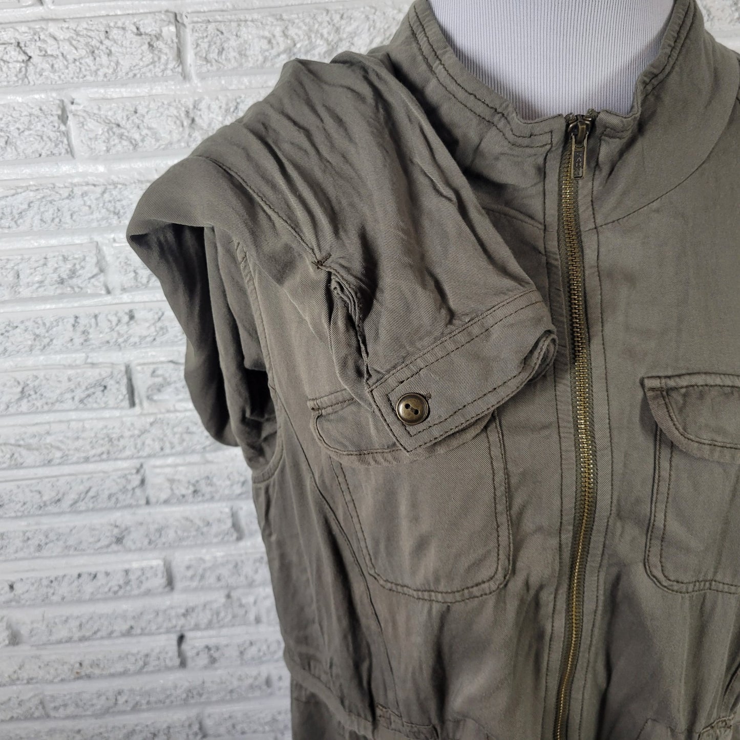 Maurices Women's Plus Size 1X Green Lightweight Utility Jacket Soft Rayon Zip Up