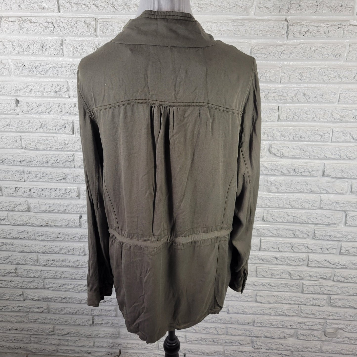 Maurices Women's Plus Size 1X Green Lightweight Utility Jacket Soft Rayon Zip Up