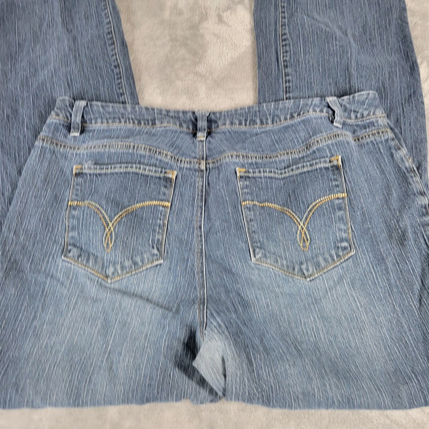 Cato Womens Jeans 18W Plus Boot Cut Medium Blue Denim Wash Zip Fly Comfy Pockets