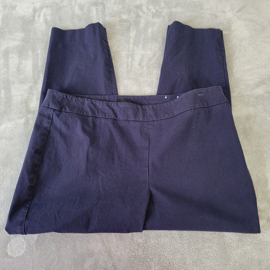 Talbots Womens Pants 18 Chatham Ankle Blue Side Zip Cotton Blend Comfy Casual