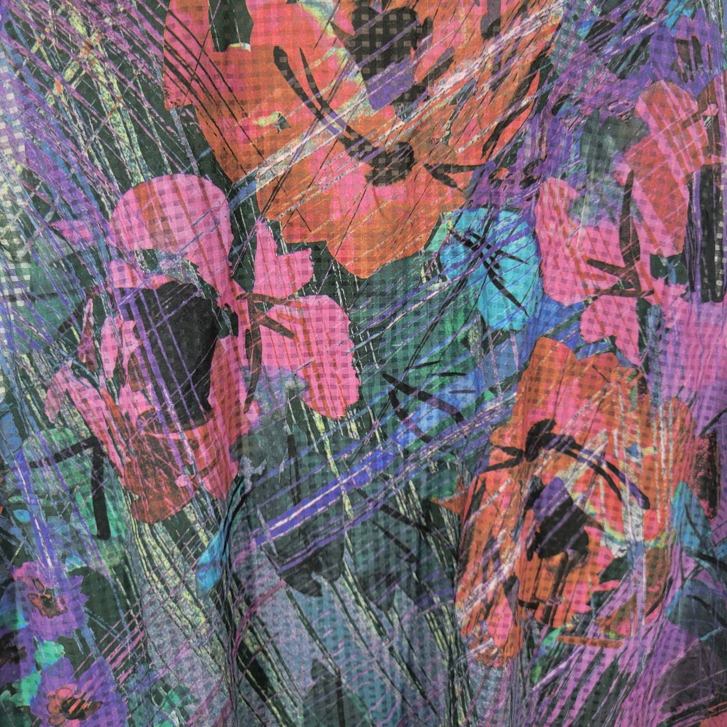 Lane Bryant Womens Top 28 Plus Tank Purple Floral 1/4 Zip Semi Sheer Ruffle Poly