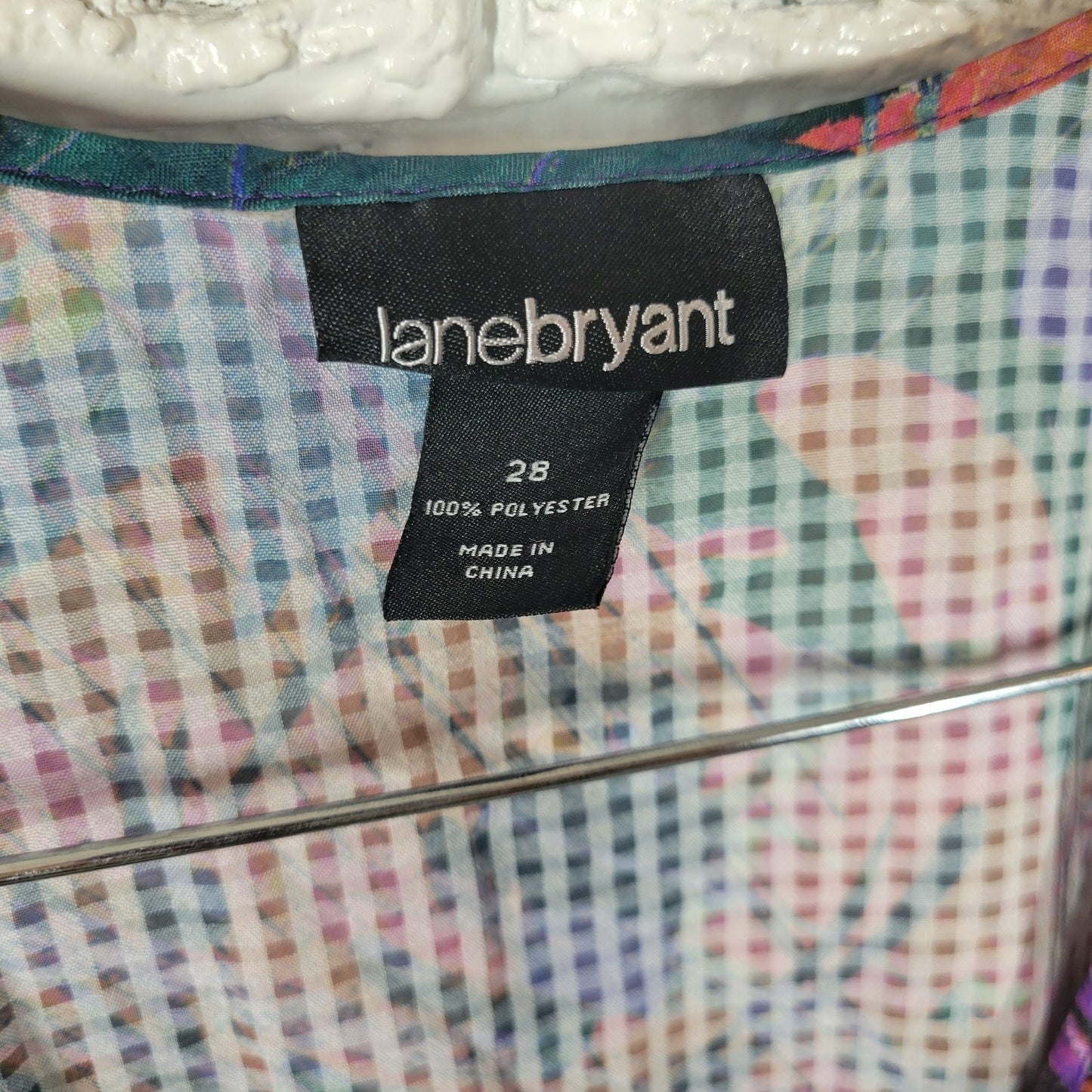 Lane Bryant Womens Top 28 Plus Tank Purple Floral 1/4 Zip Semi Sheer Ruffle Poly