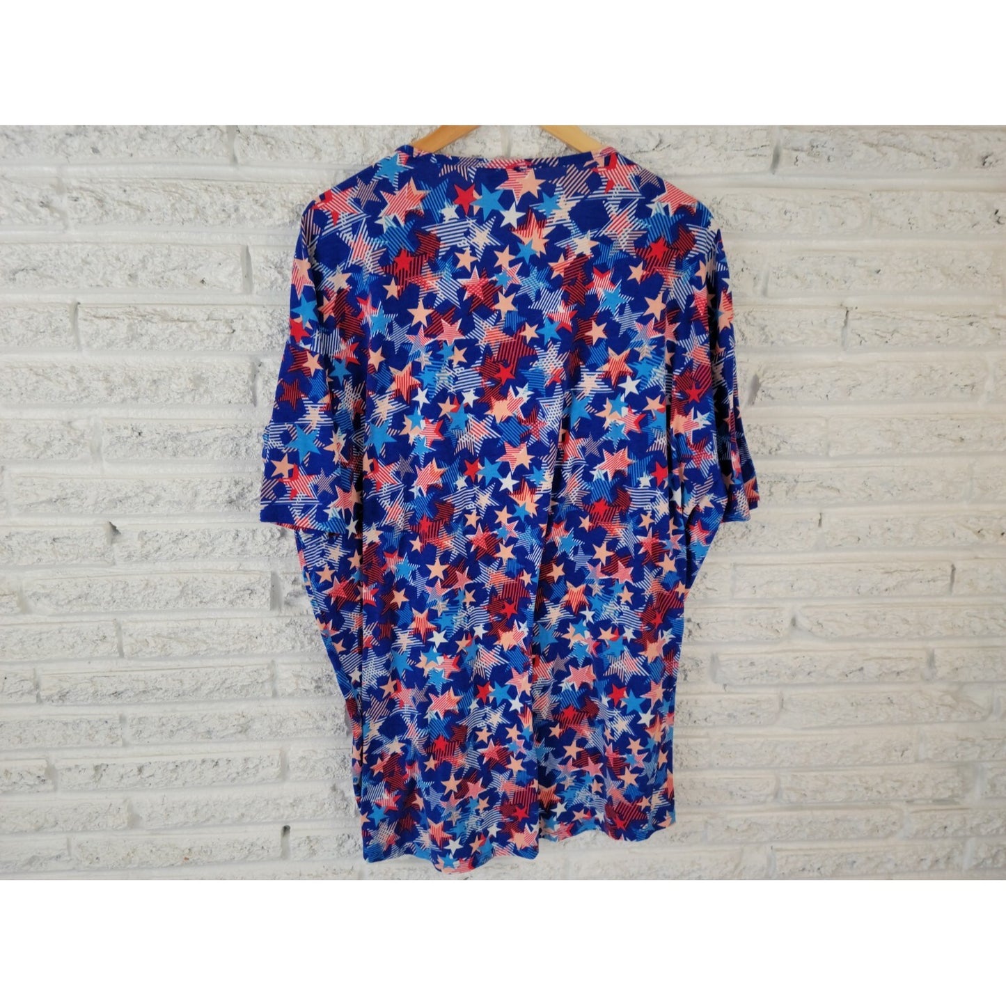 Patriotic Lularoe Womens Top Extra Large XL Tee Fourth of July Asymmetric Casual