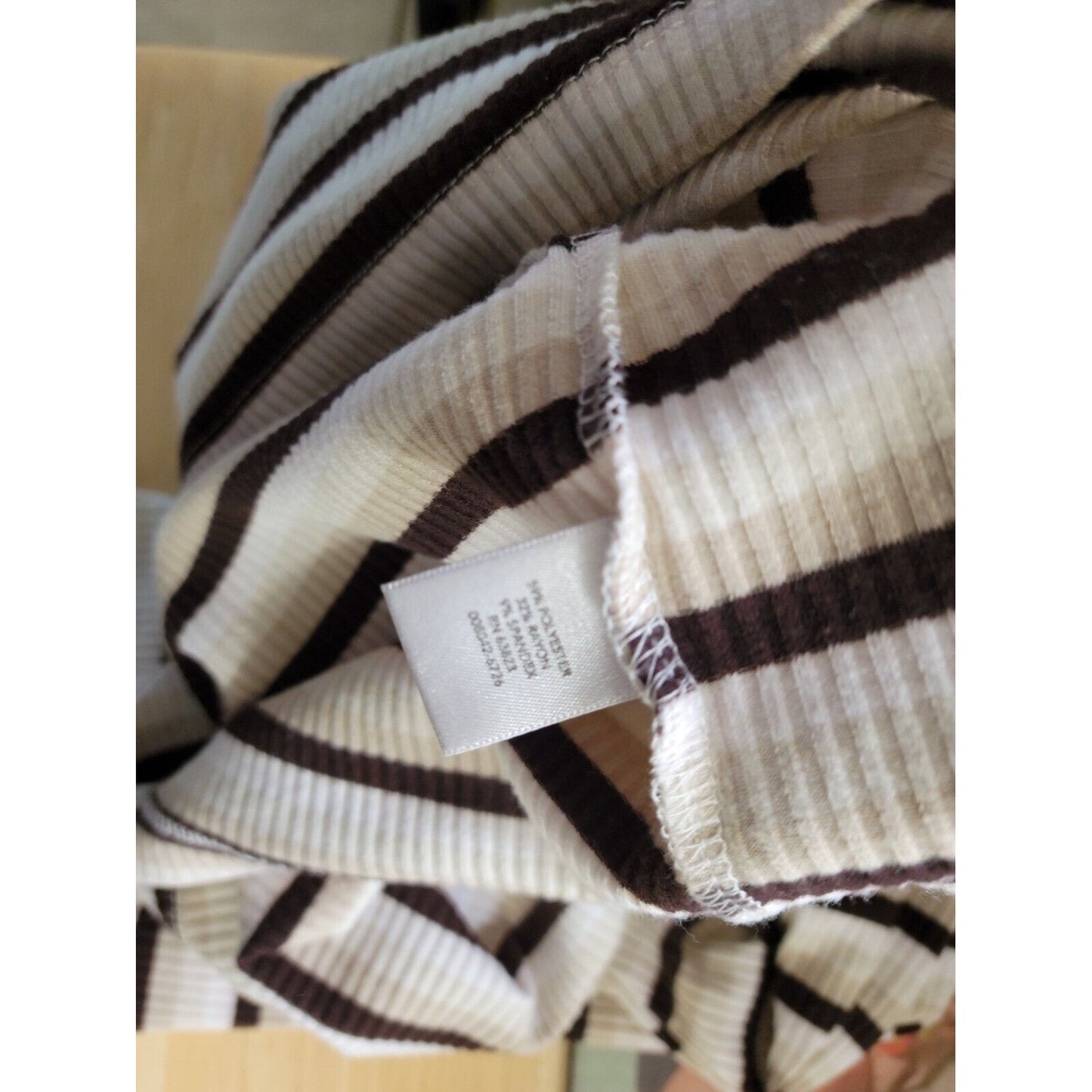 CJ Banks Women Top X Extra Large XL Knit 1/4 Button Brown Stripe Comfy Casual