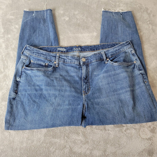 Ana Womens Jeans 22W Plus Curvy Skinny Medium Blue Denim Zip Fly Frayed Hems
