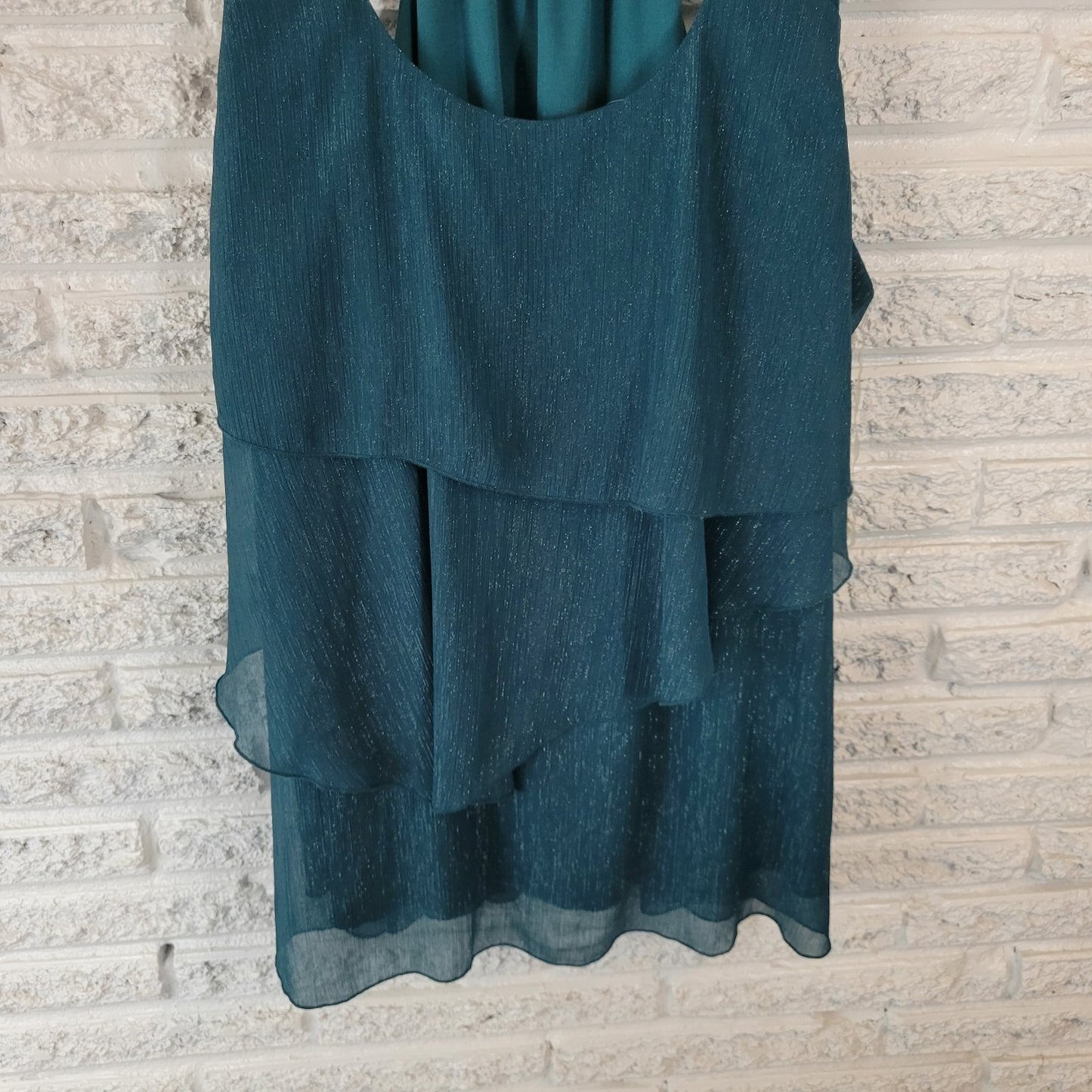 Maurices Womens Top 2 2X Plus Tank Tunic Green Sparkle Metallic Party Racerback