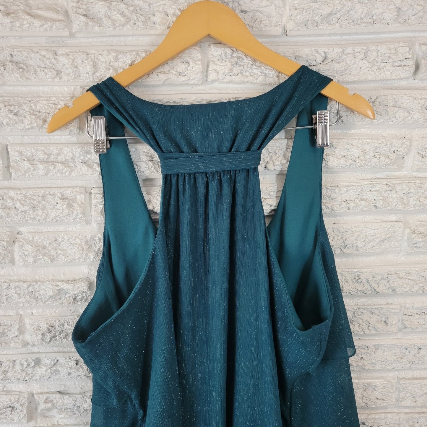 Maurices Womens Top 2 2X Plus Tank Tunic Green Sparkle Metallic Party Racerback