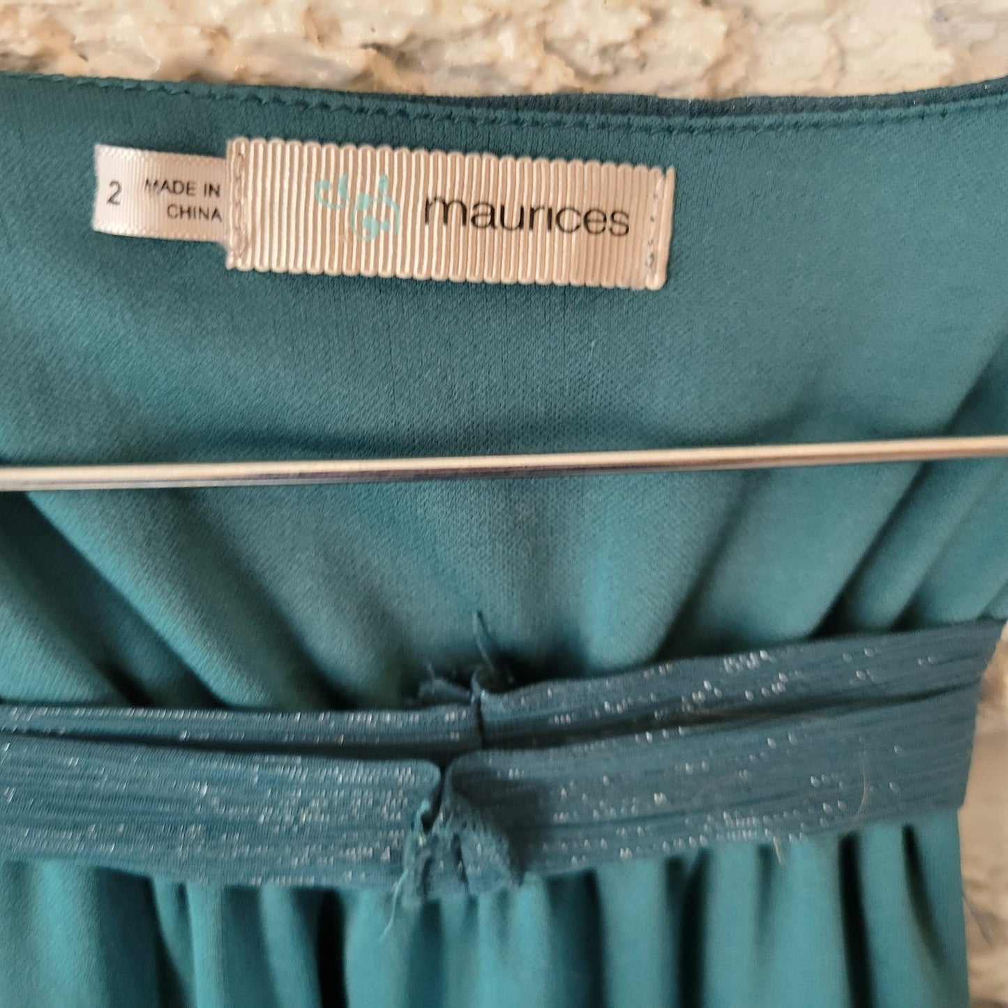 Maurices Womens Top 2 2X Plus Tank Tunic Green Sparkle Metallic Party Racerback