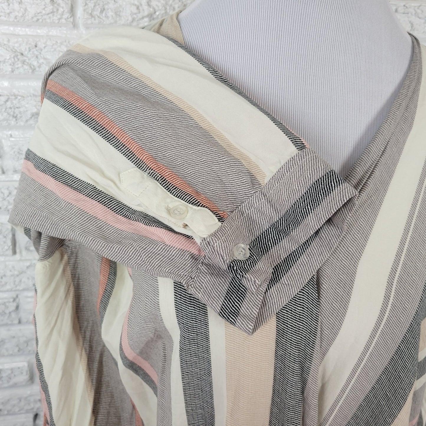 Cynthia Rowley Womens Top 2X Plus 3/4 Sleeve Gray Stripe Lightweight Asymmetric