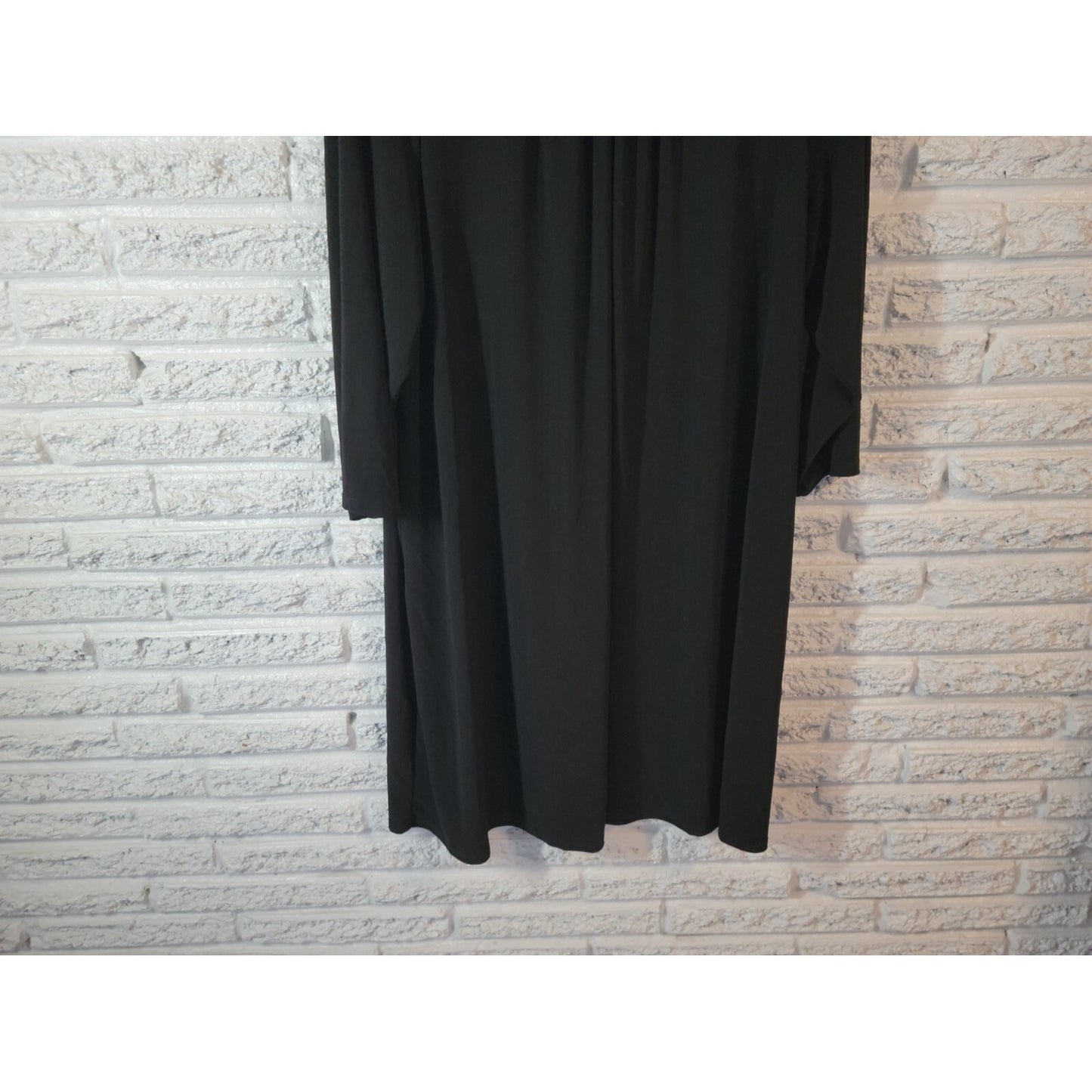 Tiana B Women Dress 2X Plus Long Sleeve Pleated Black Knee Length Career Casual