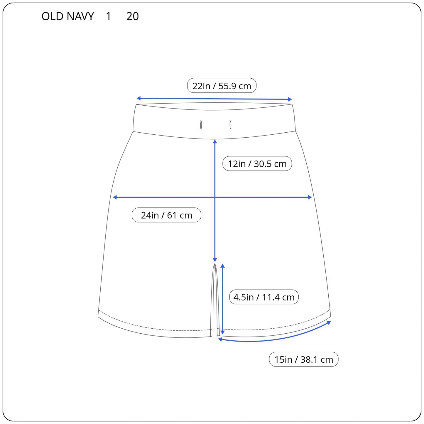 Old Navy Women Plus 20 Blue Gold Geometric Cotton Shorts 4.5 Inseam GEO86E