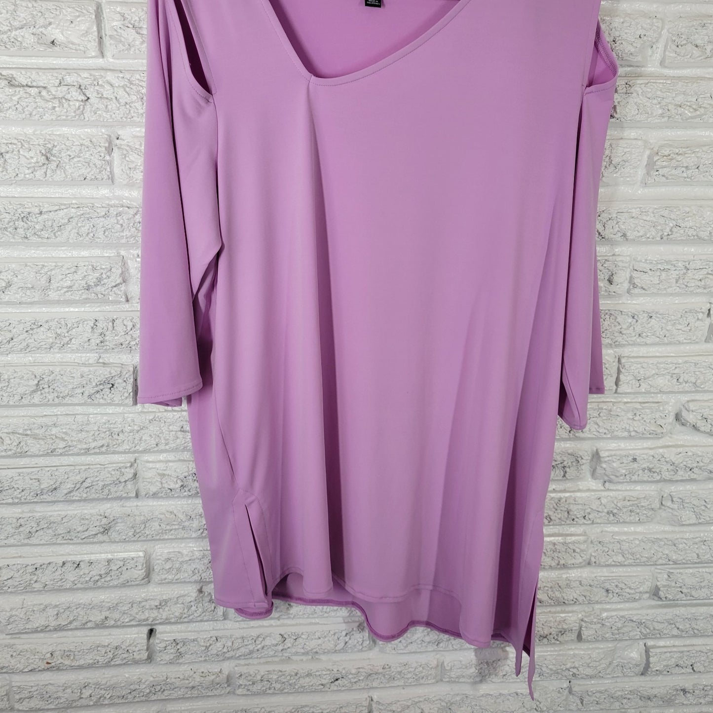 Alfani Womens Top 1X Plus Tunic Lavender Cold Shoulder Asymmetric Neck and Hem