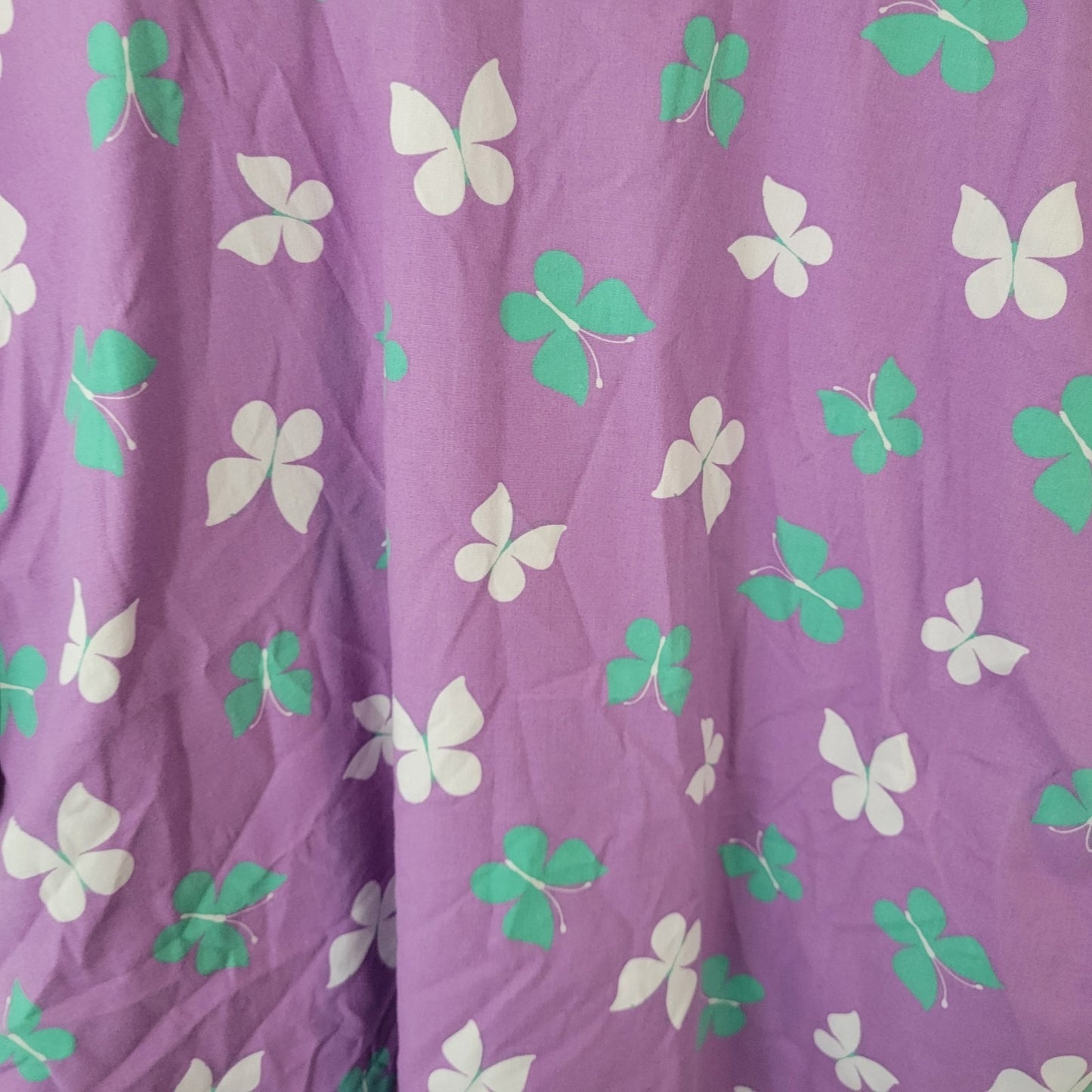 Unisex Scrub Top 3X Plus Short Sleeve Butterflies Lavender Pockets Medical Vet
