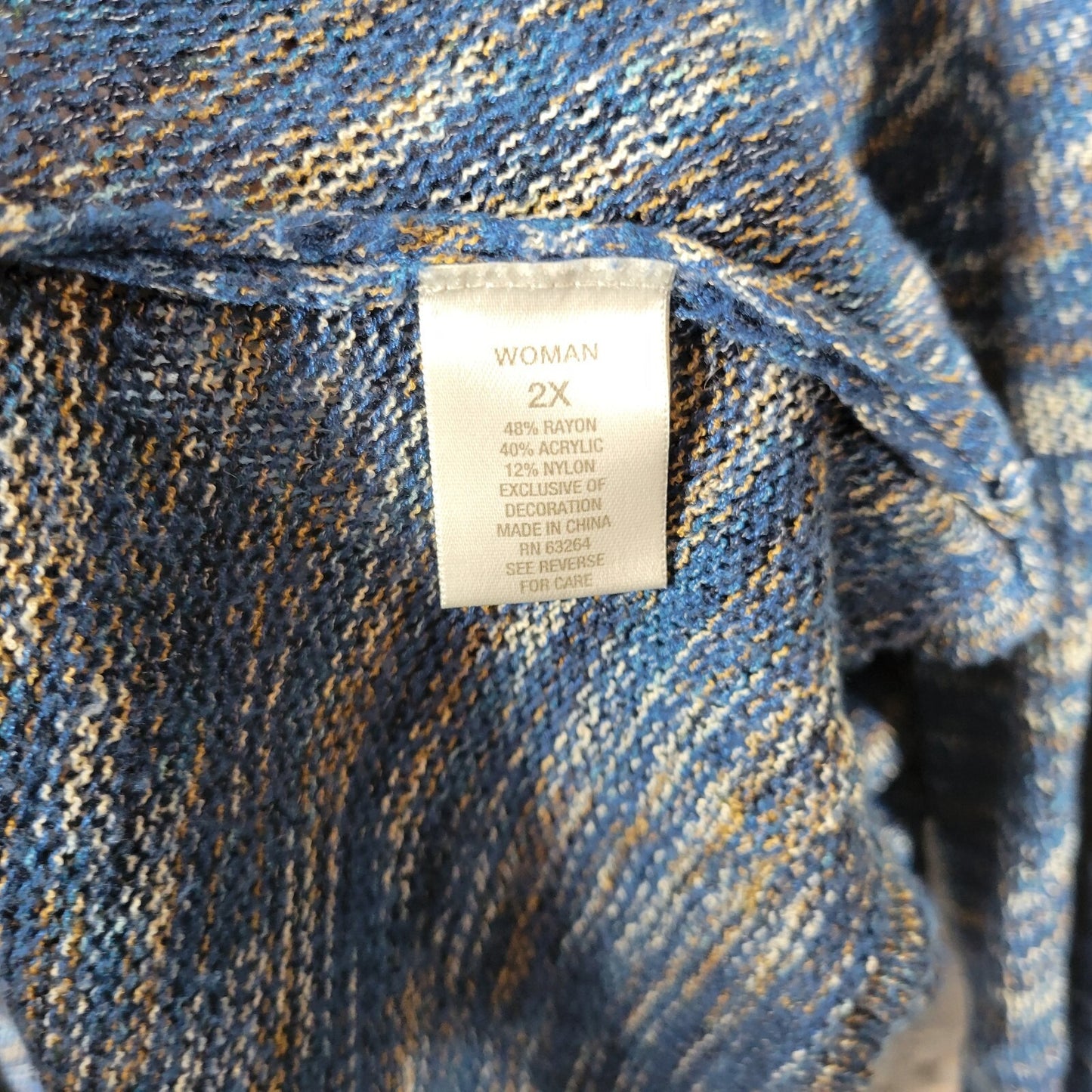 Dress Barn Womens Sweater 2X Plus Cardigan Duster Open 3/4 Sleeve Blue Soft