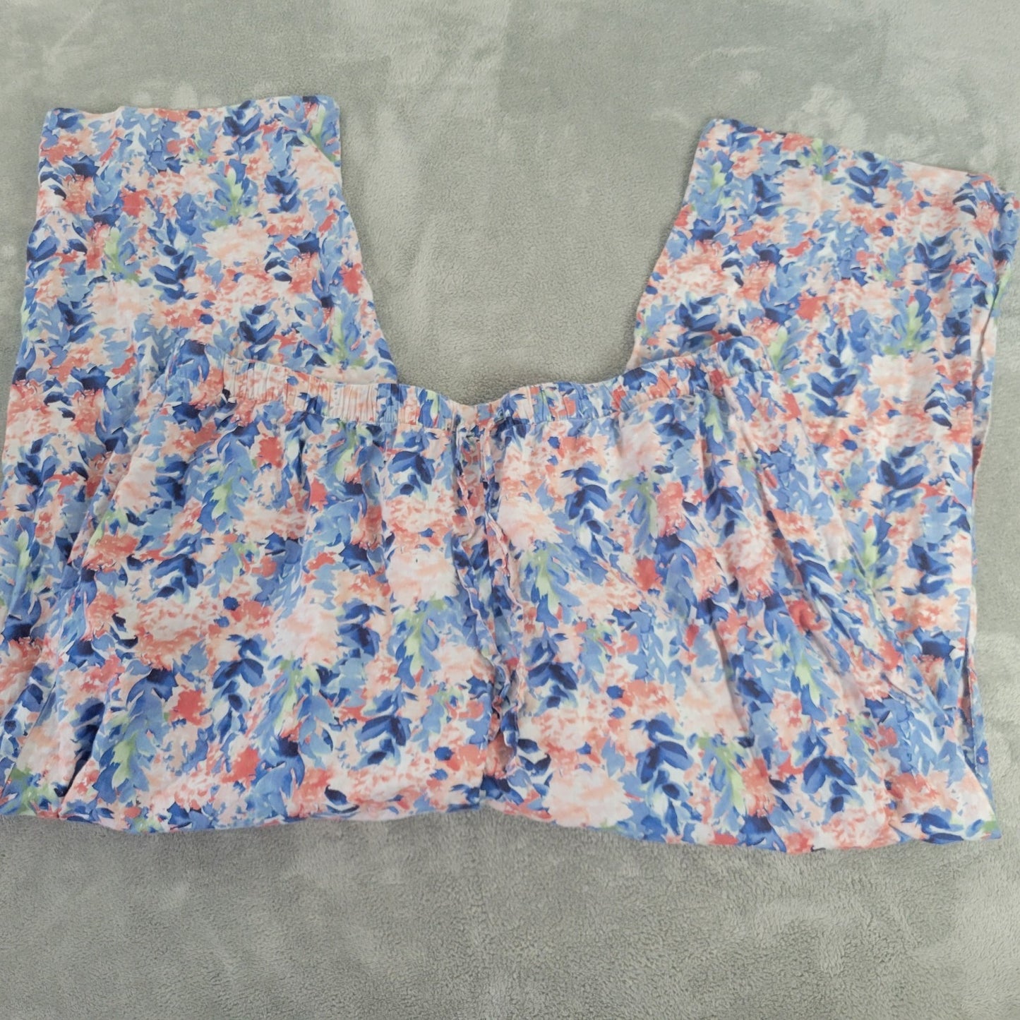 Cabernet Sleep Sense Women Pajama Pants XL Drawstring Pockets Blue Floral Lounge