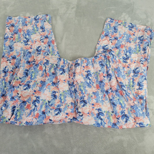 Cabernet Sleep Sense Women Pajama Pants XL Drawstring Pockets Blue Floral Lounge