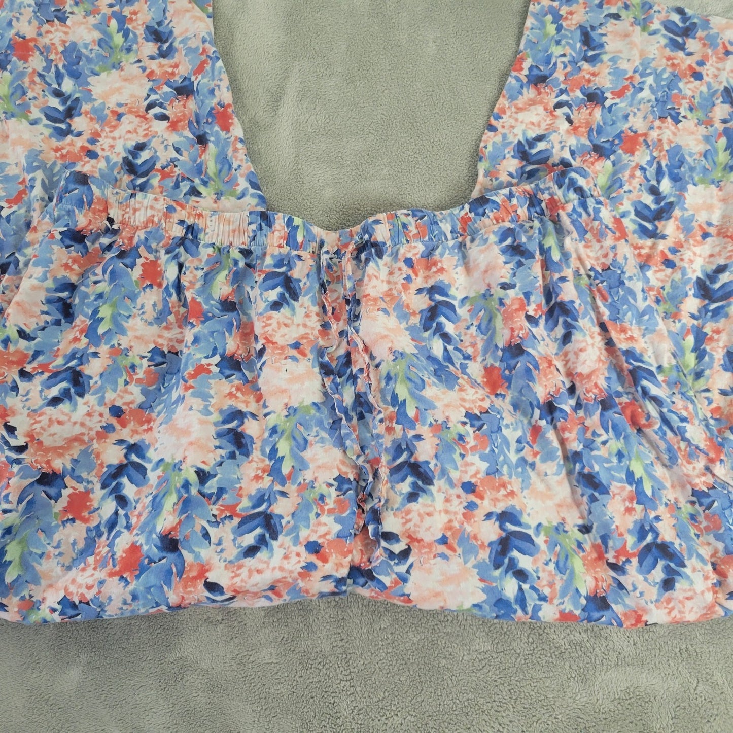 Cabernet Sleep Sense Women Pajama Pants XL Drawstring Pockets Blue Floral Lounge