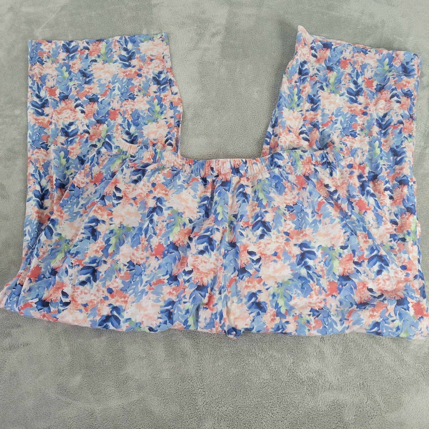 Cabernet Sleep Sense Women Pajama Pants XL Drawstring Pockets Blue Floral Lounge