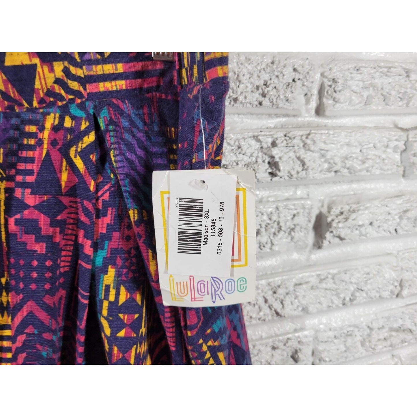 Lularoe Womens Skirt 3XL Plus Madison Mini Flare Red Geometric Casual Pleated