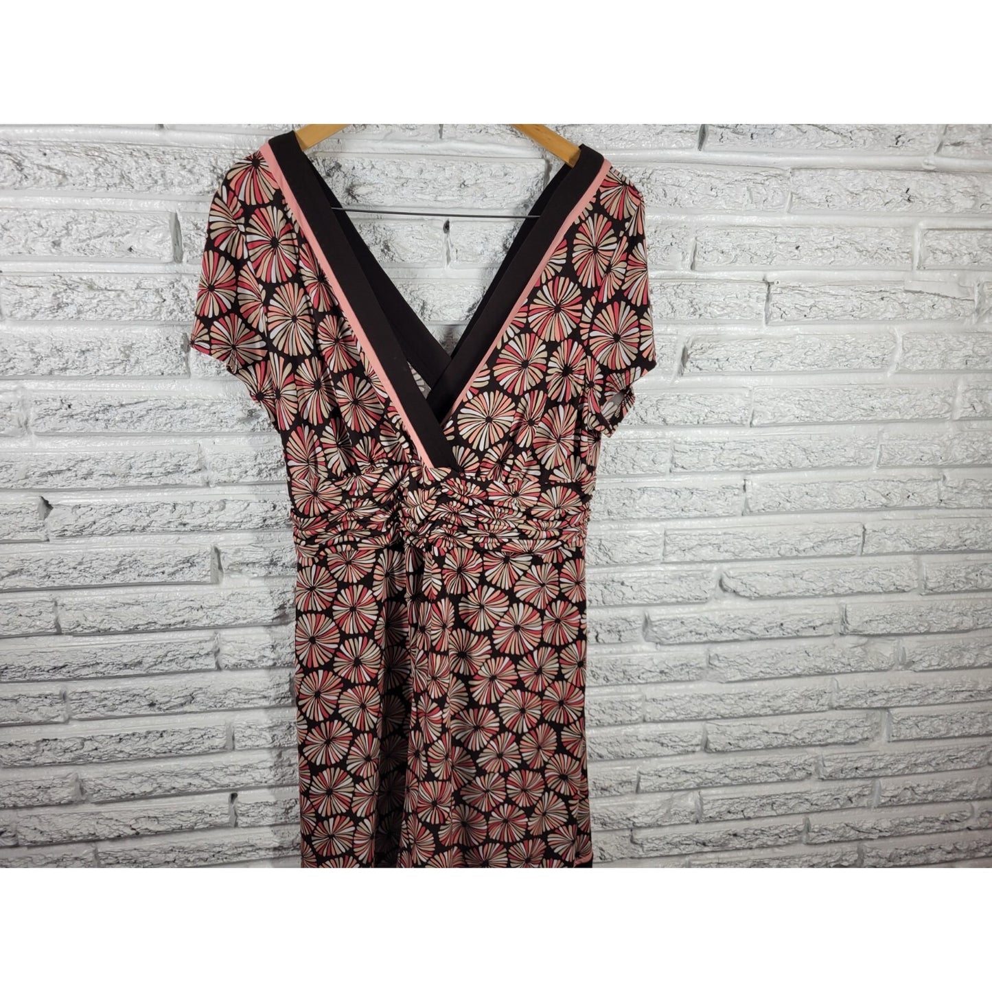 Studio I Women's Plus Size 18W Pink Geometric V-Neck Sheath Dress Career Casual