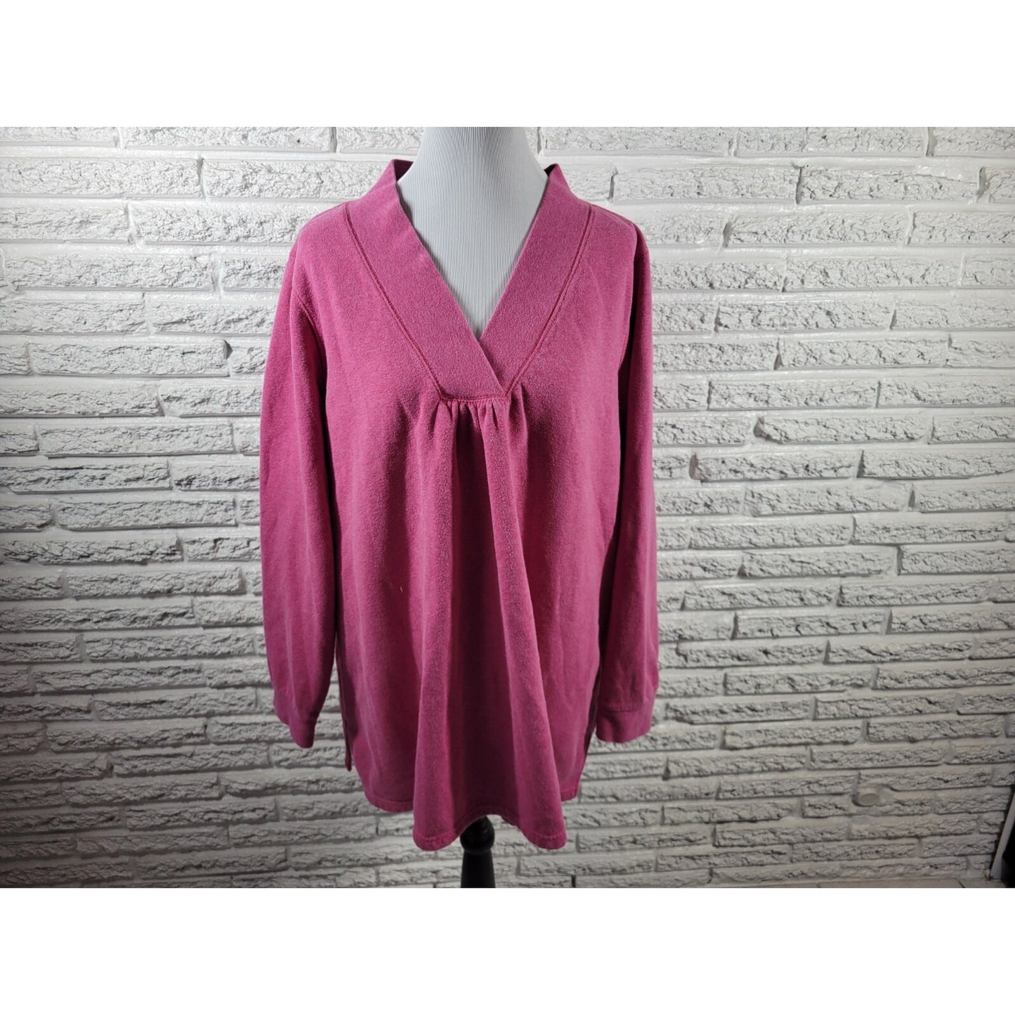 Covington Womens Sweatshirt 24W 26W Plus Pullover Long Sleeve Pink Cotton Blend