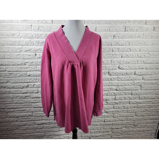 Covington Womens Sweatshirt 24W 26W Plus Pullover Long Sleeve Pink Cotton Blend