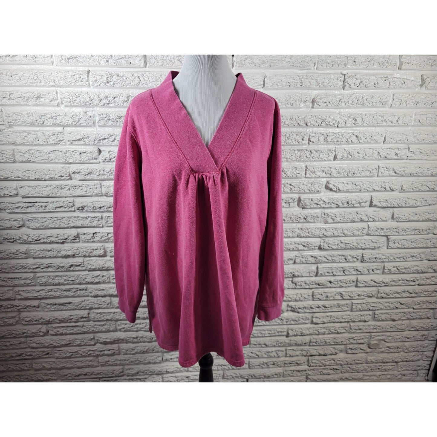 Covington Womens Sweatshirt 24W 26W Plus Pullover Long Sleeve Pink Cotton Blend